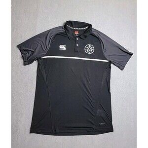 Canterbury Polo Shirt Mens L Black Lightweight Golf Skull Logo Stretch Preppy